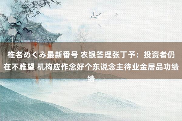 椎名めぐみ最新番号 农银答理张丁予：投资者仍在不雅望 机构应作念好个东说念主待业金居品功绩