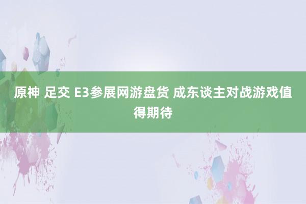 原神 足交 E3参展网游盘货 成东谈主对战游戏值得期待