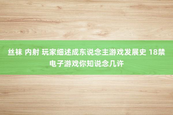 丝袜 内射 玩家细述成东说念主游戏发展史 18禁电子游戏你知说念几许